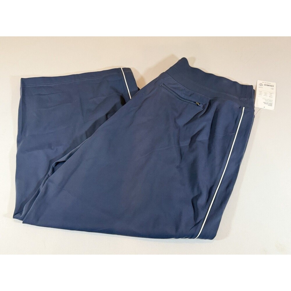 Athleta Venice Track Stripe Wide Leg Pants 3X Blue NWT SculptTek Cropped Plus - Picture 14 of 16